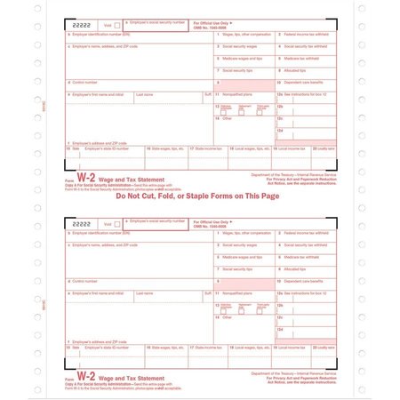 TOPS Form, Tax, W-2, 4Pt, Carbonless Pk TOP2206C